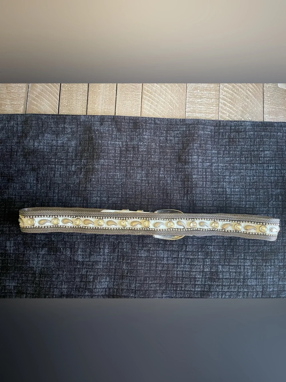 Vintage 80’s-90’s Decorative White and Gold Western -Style Women's mixed Metal
